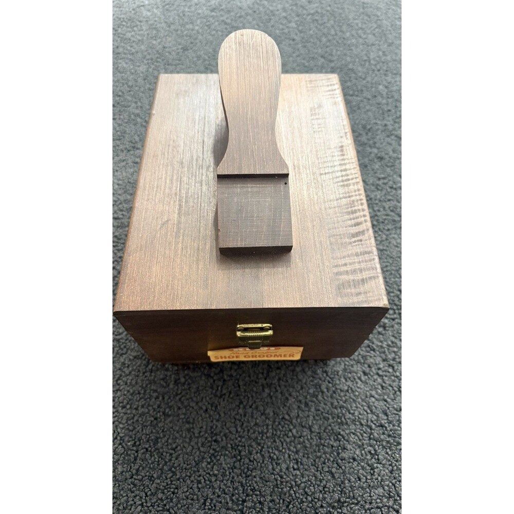 Vintage Kiwi Hand-Crafted Wooden Shoe Groomer Box With Polishes Brushes & Access